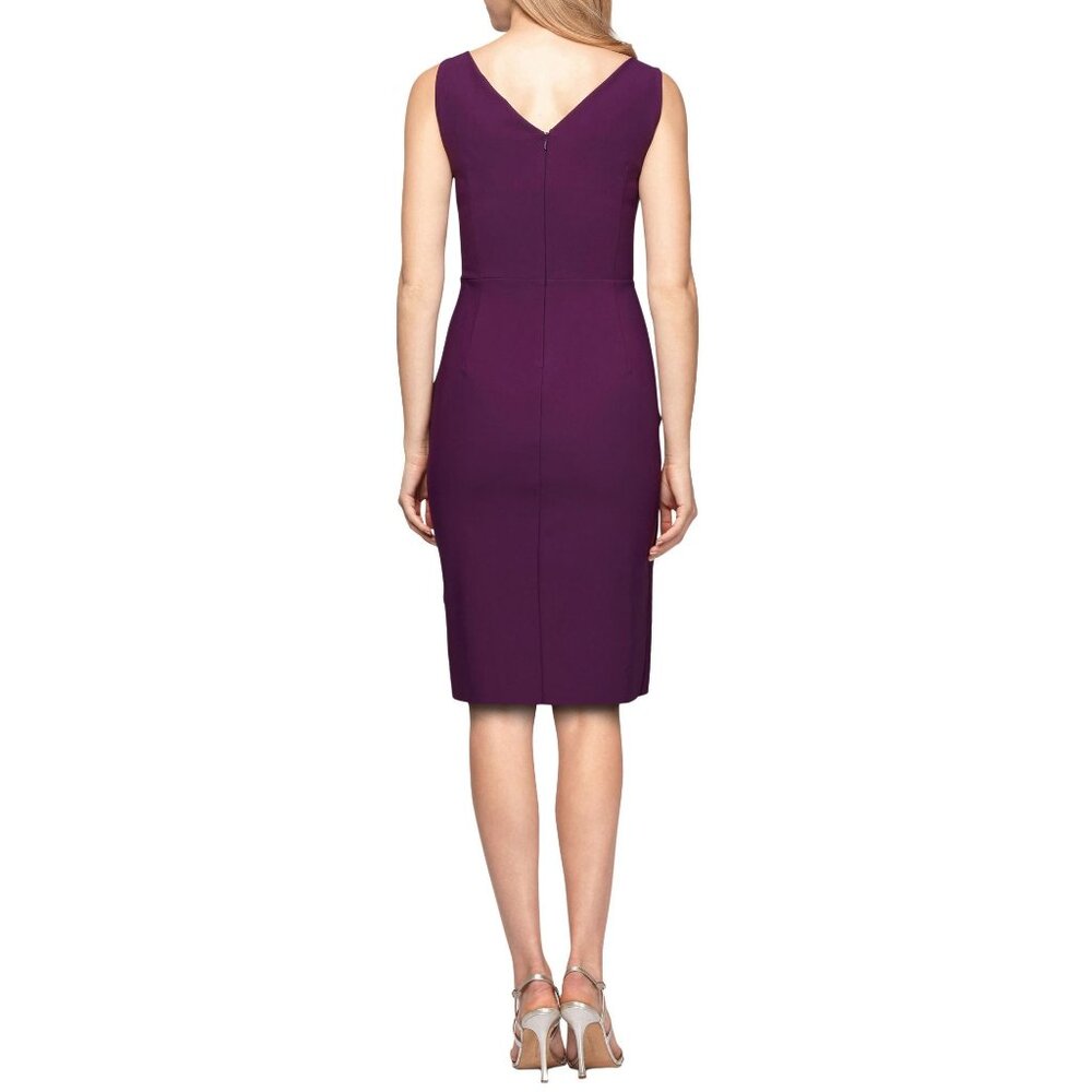 🆕ALEX EVENINGS Side Ruched Embellished Cocktail Dress Purple 14 - Picture 2 of 11